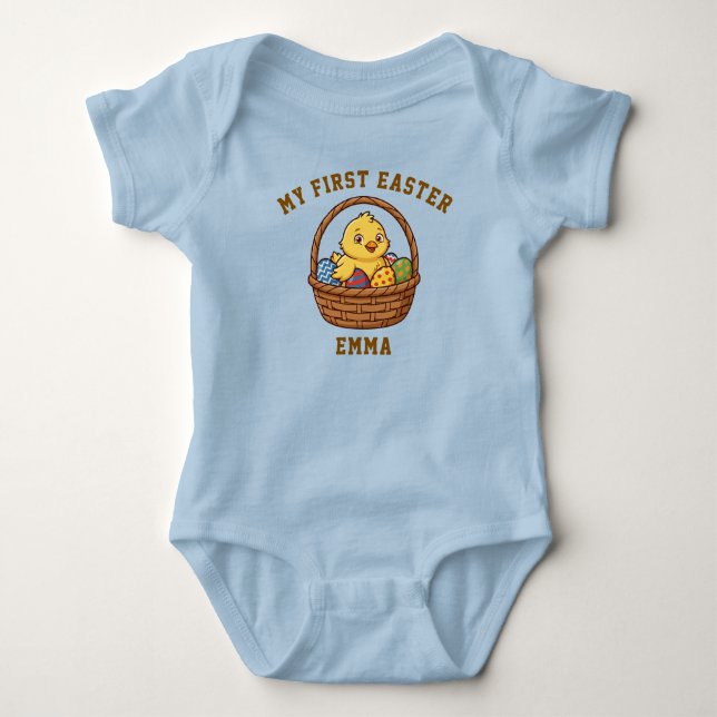 My First Easter Chick Baby Bodysuit | Custom Name T Shirt (Framsida)