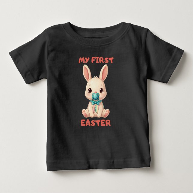 My First Easter – Cute baby bunny with pacifier T Shirt (Framsida)
