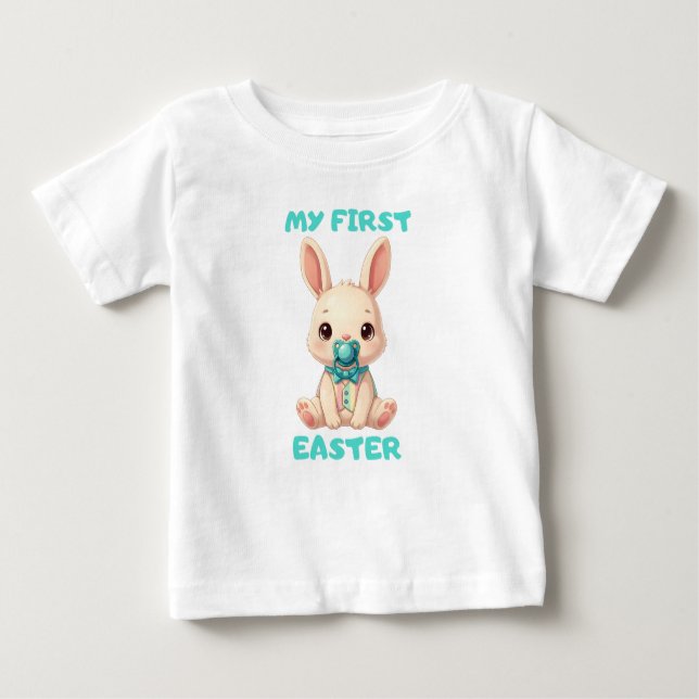My First Easter – Cute baby bunny with pacifier T Shirt (Framsida)