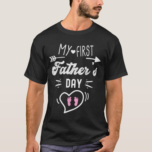 My First Father's Day First Time Daddy New Dad Mat T Shirt (Framsida)