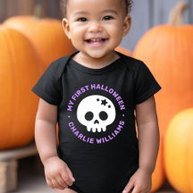 My first Halloween cute skull with stars and name