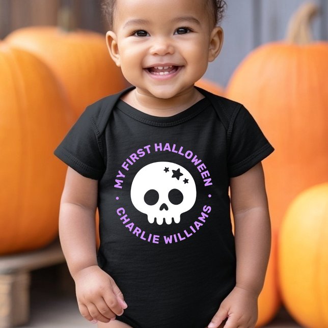 My first Halloween cute skull with stars and name T Shirt (My first Halloween cute skull with stars and name Baby Bodysuit)