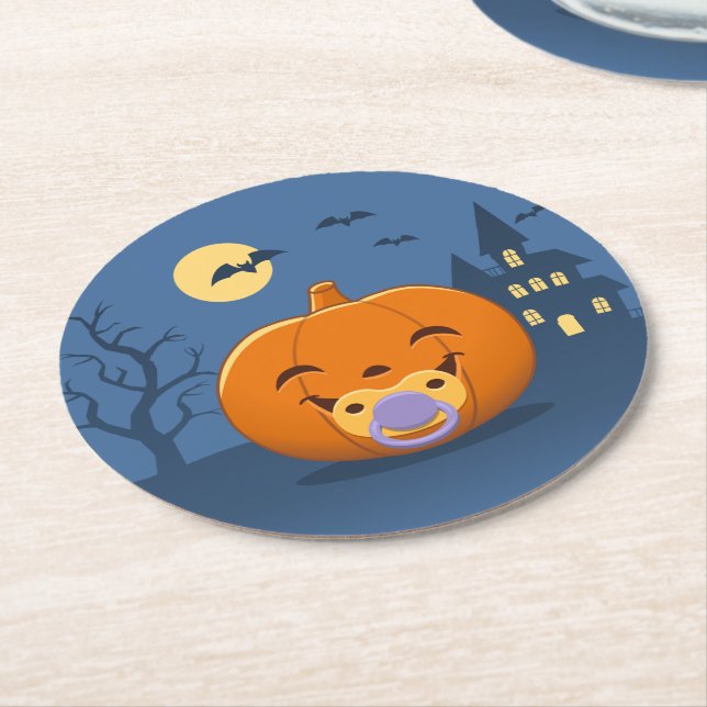 My First Halloween Pacifier Pumpkin Underlägg Papper Rund (Vinklad)