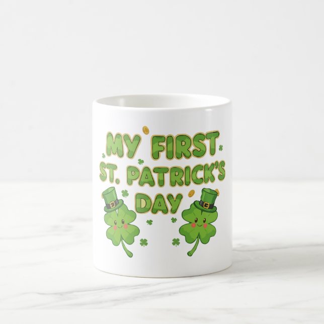 My First St. Patrick's Day | Cute Kawaii Shamrock  Kaffemugg (Center)