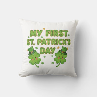 My First St. Patrick's Day | Cute Kawaii Shamrock  Kudde