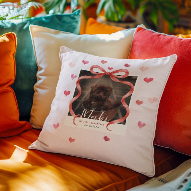 My First Valentine Personalized Pet Photo Pillow Kudde (Skapare uppladdad)