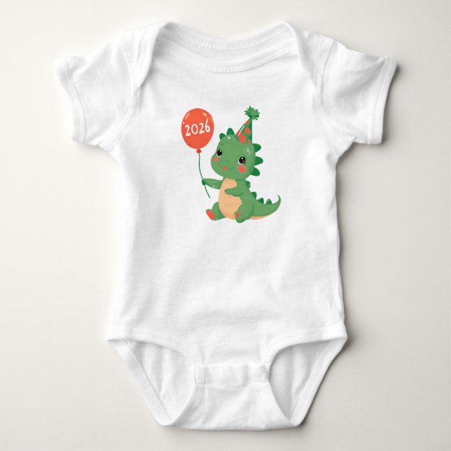  My First Year 2026 cute Dinosaur Baby Bodysuit  T Shirt (Framsida)