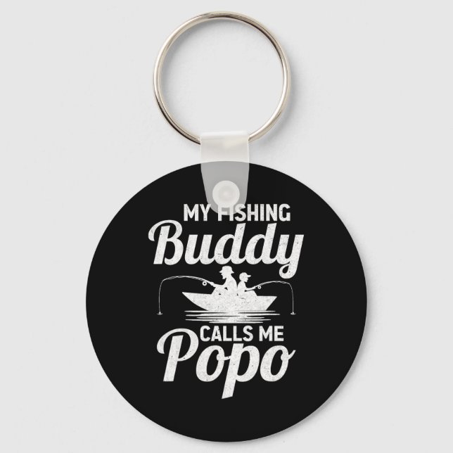 My Fishing Buddies Calls Me Popo Father's Day Fish Nyckelring (Framsida)