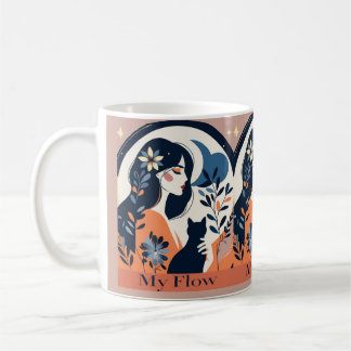 My Flow Mug – Boho Woman and Cat Art Coffee Cup Kaffemugg