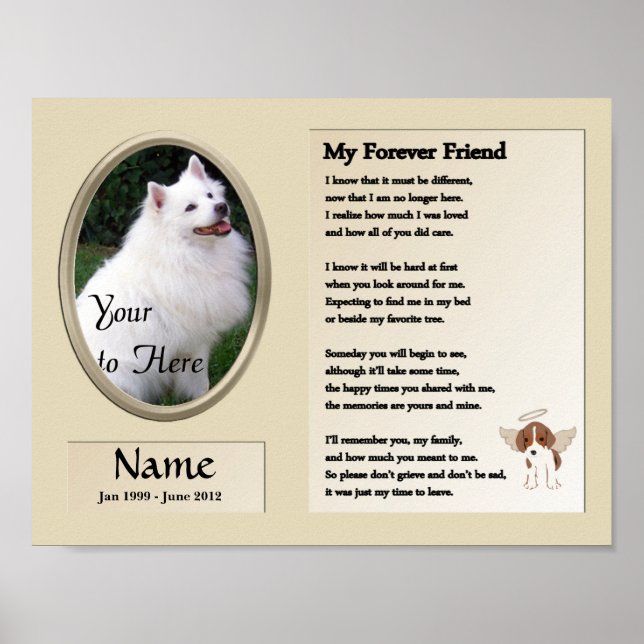 My Forever Friend Hund Memorial - Pet - Beige Poster (Framsidan)