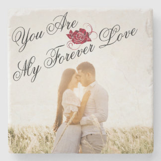 "My Forever love" Röd ros Elegant Photo Marble Stenunderlägg