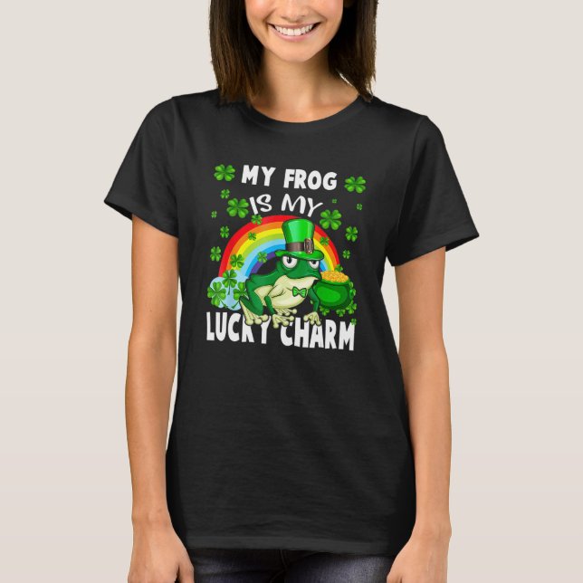My Frog Is My Lucky Charm Happy St Patricks Day T Shirt (Framsida)