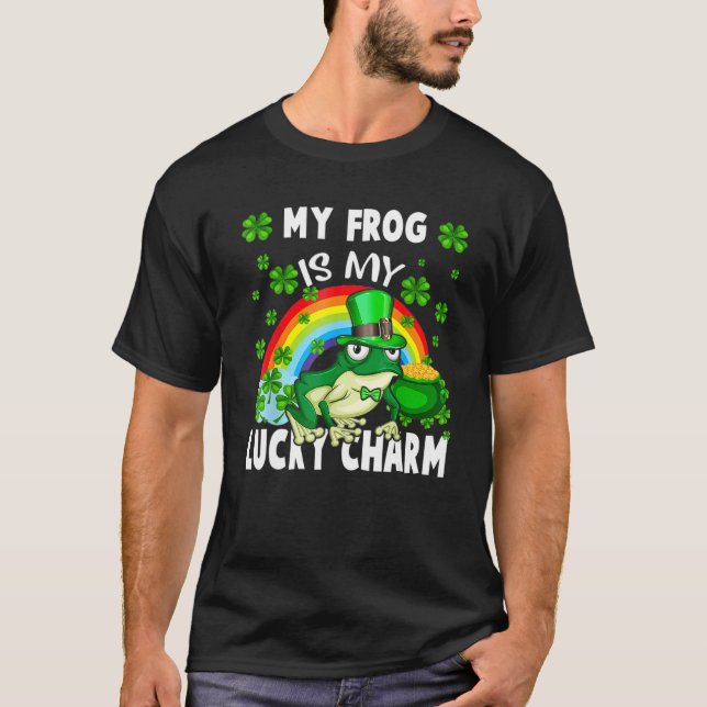 My Frog Is My Lucky Charm Happy St Patricks Day T Shirt (Framsida)