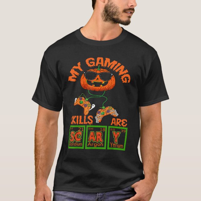 My Gaming Skills Are Scary Pumpkin Periodic table  T Shirt (Framsida)