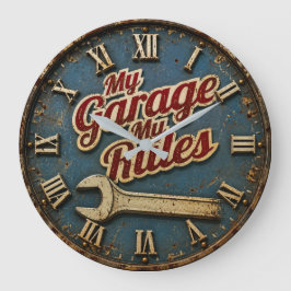 My Garage My Rules Vintage Mechanic Workshop Stor Klocka