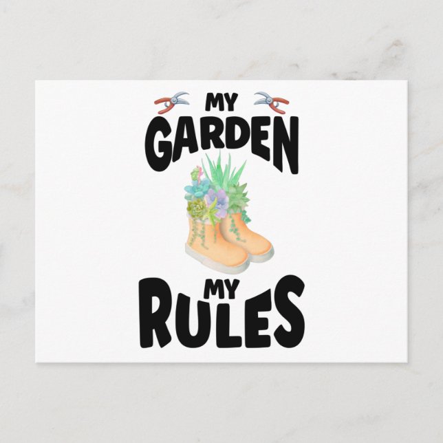 My Garden My Rules Rubber Boots Garden Vykort (Framsida)