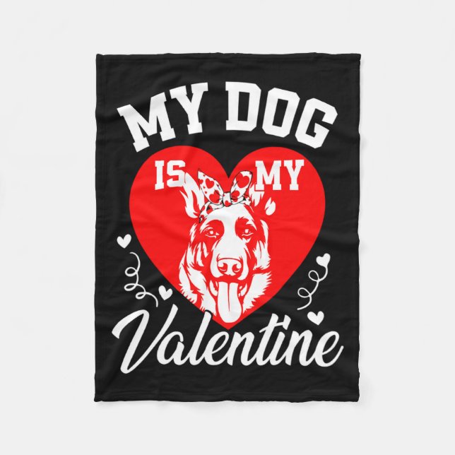 My German Shepherd Is My Valentine Dog Lover Valen Fleecefilt (Framsidan)