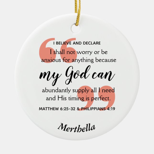 MY GOD CAN Christian Prayer Julgransprydnad Keramik (Framsidan)