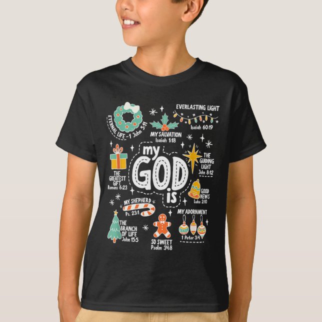 My God Is Christmas Jesus Is The Reason Faith Chri T Shirt (Framsida)