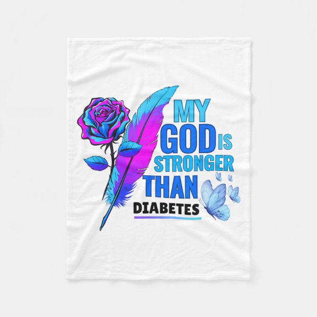 My Gods Is Stronger Than Flower Diabetes Awareness Fleecefilt (Framsidan)