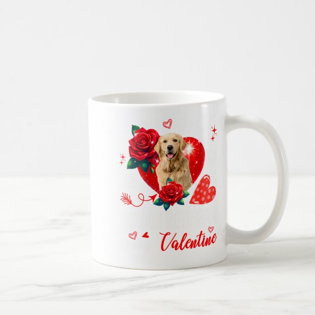 My Golden Retriever Is My Valentine Owner Floral H Kaffemugg (Höger)