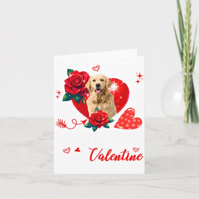 My Golden Retriever Is My Valentine Owner Floral H Kort (Framsida)