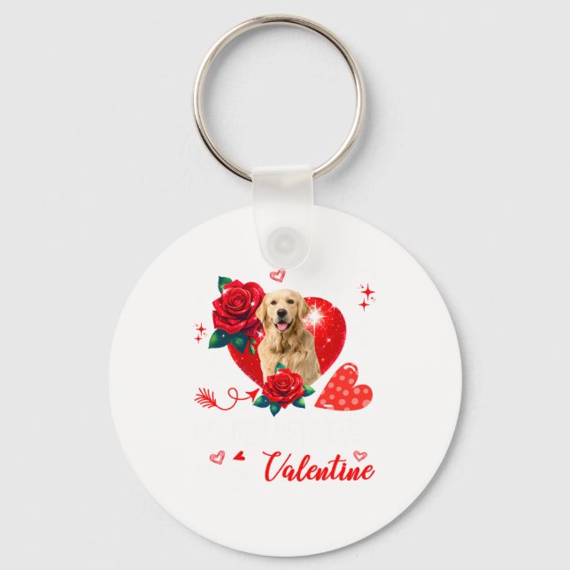 My Golden Retriever Is My Valentine Owner Floral H Nyckelring (Framsida)