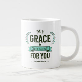 My Grace is Sufficient Scripture Teal Jumbo Mugg