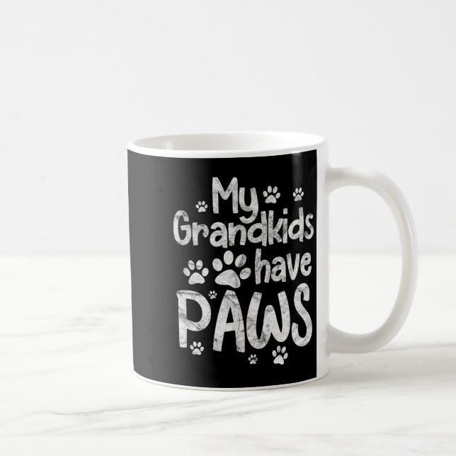 My Grandkids Have Paws Funny Dog Cat Grandma Grand Kaffemugg (Höger)