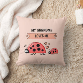 My Grandma loves me ladybugs peach baby Kudde