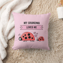My Grandma loves me ladybugs pink baby Kudde