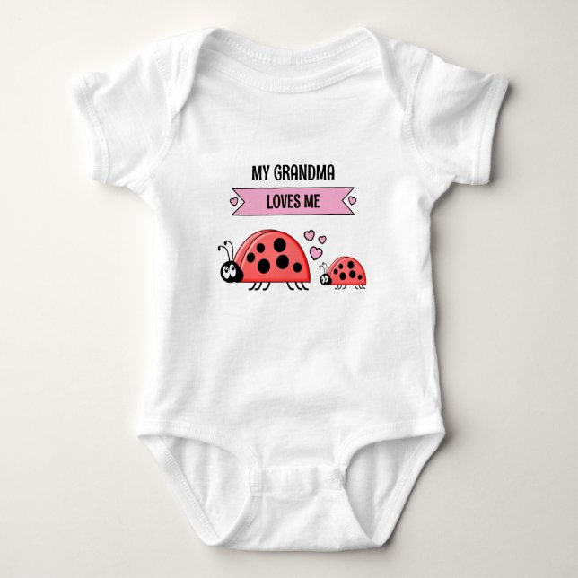My Grandma loves me ladybugs pink T Shirt (Framsida)