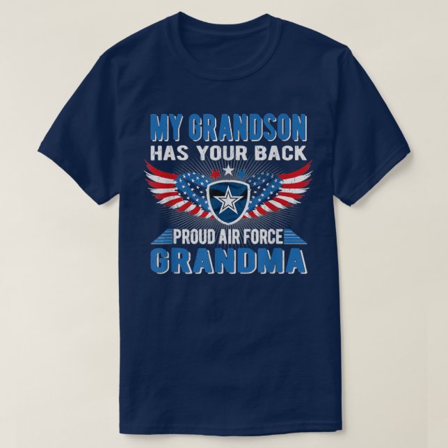 My Grandson Has Your Back Proud Air Force Grandma  T Shirt (Design framsida)