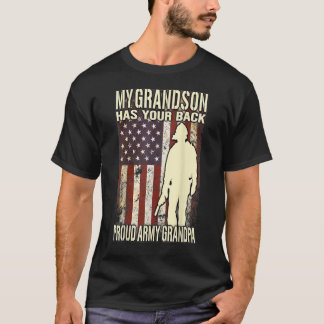 my grandson has your back - us flag proud army t shirt