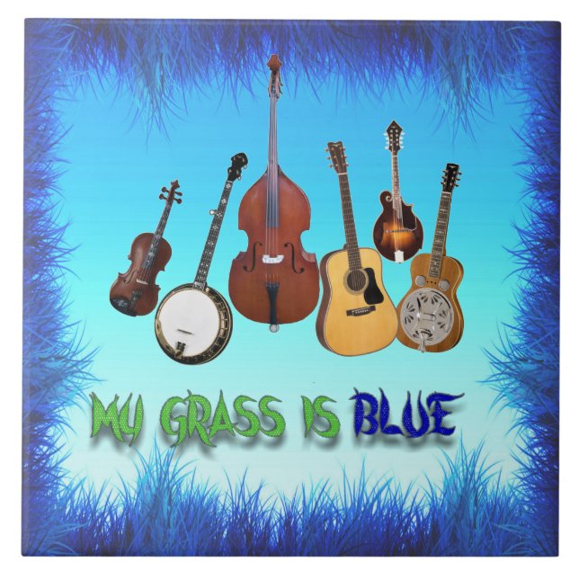 MY GRAS ÄR BLUE KAKELPLATTA (Framsidan)