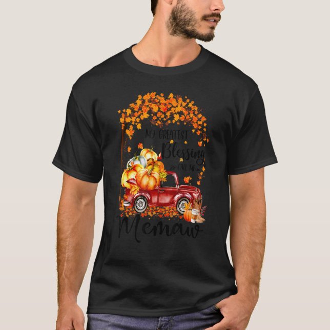 My Greatest Blessing Call Me Memaw Pumpkin Truck T Shirt (Framsida)
