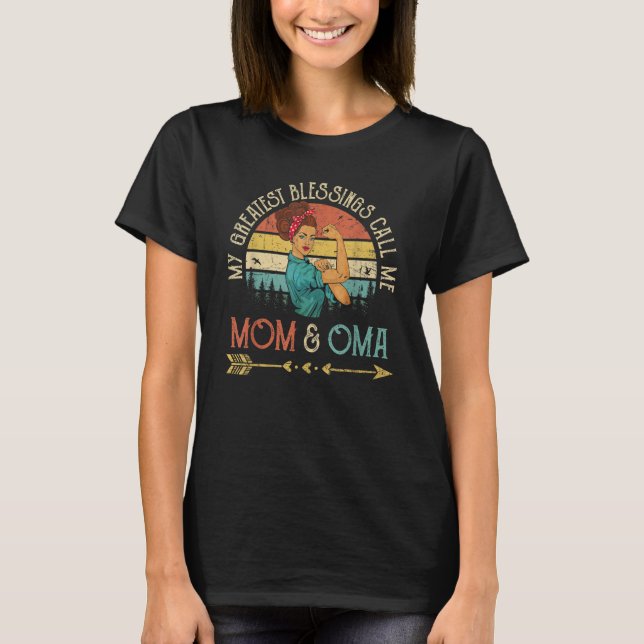 My Greatest Blessings Call Me Mom & Oma Women Rosi T Shirt (Framsida)