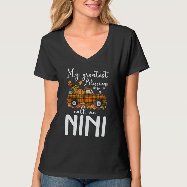 My Greatest Blessings Call Me Nini Autumn T Shirt (Framsida)