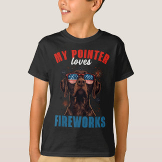 My Gsp Kärlek Fireworks 4:e juli Patriotic Hund L T Shirt