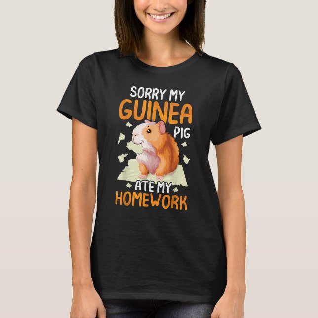 My Guinea Pig ate my Homework  Cavy  Kids Girls T Shirt (Framsida)