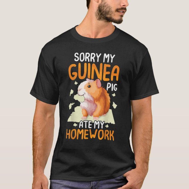 My Guinea Pig ate my Homework  Cavy  Kids Girls T Shirt (Framsida)