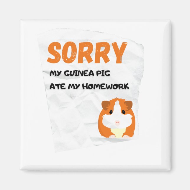 My Guinea Pig Ate My Homework Classic T-Shirt Magnet (Framsidan)