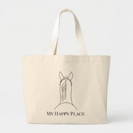 My Happy Place Black Horse Tote Jumbo Tygkasse