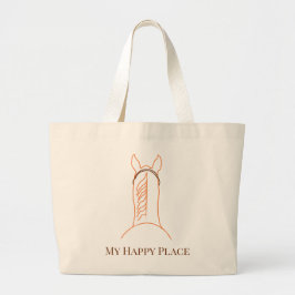 My Happy Place Chestnut Horse Jumbo Tote Tygkasse