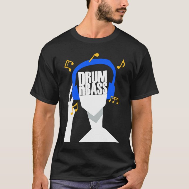 My headphones plays only Drum and Bass or DRUMnBAS T Shirt (Framsida)