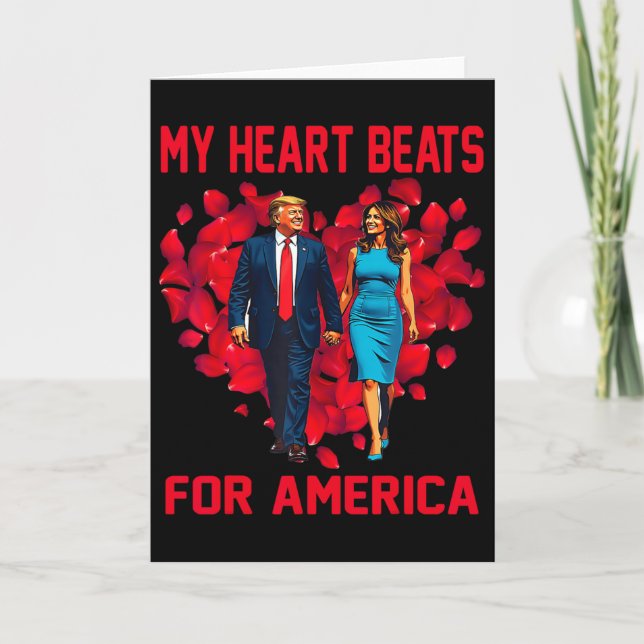 My Heart Beats For America Trump Valentine's Day 3 Kort (Framsida)