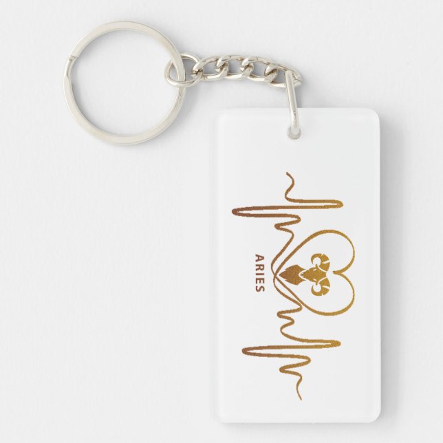 My Heart Beats for Aries Zodiac Sign Keychain  (Framsidan)