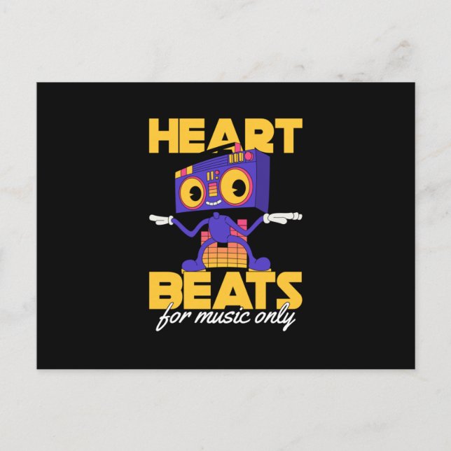 My Heart Beats For Music Only music lover lets go Vykort (Framsida)