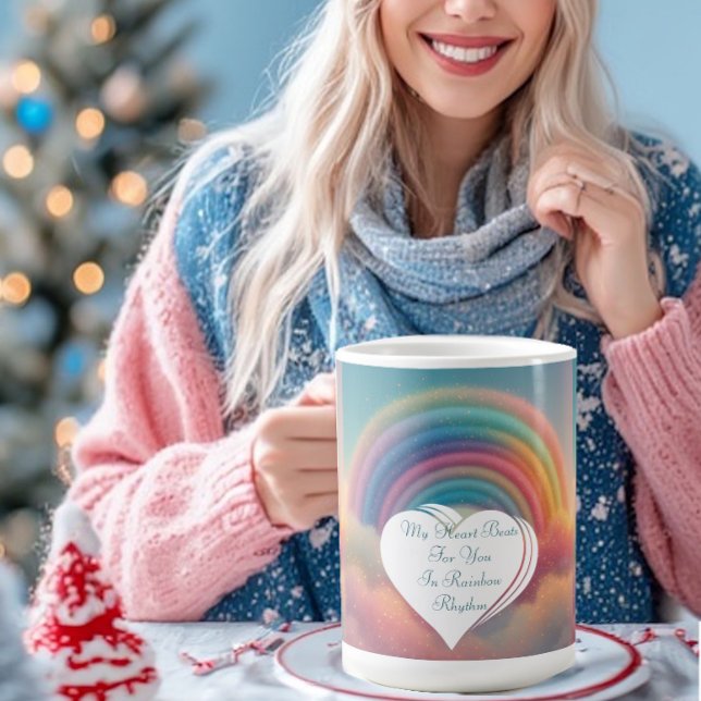 My Heart Beats for You In Rainbow Rhythm Romantic Magisk Mugg (My Heart Beats for You In Rainbow Rhythm Romantic Color Morph Mug)