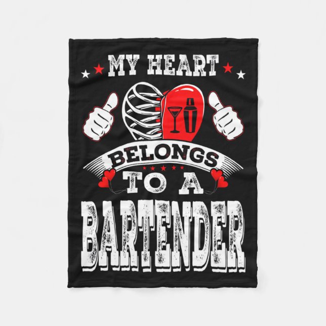My Heart Belongs To A Bartender Valentine Day  Fleecefilt (Framsidan)